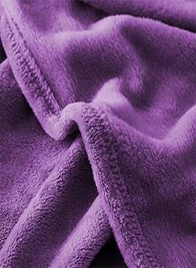 KMUSET بطانية KMUSET فائقة النعومة، مصنوعة من الفلانيل الحريري الفاخر، مقاس مزدوج، لون بنفسجي، خفيفة الوزن، مناسبة لجميع الفصول، 60 × 80 بوصة - Image 4